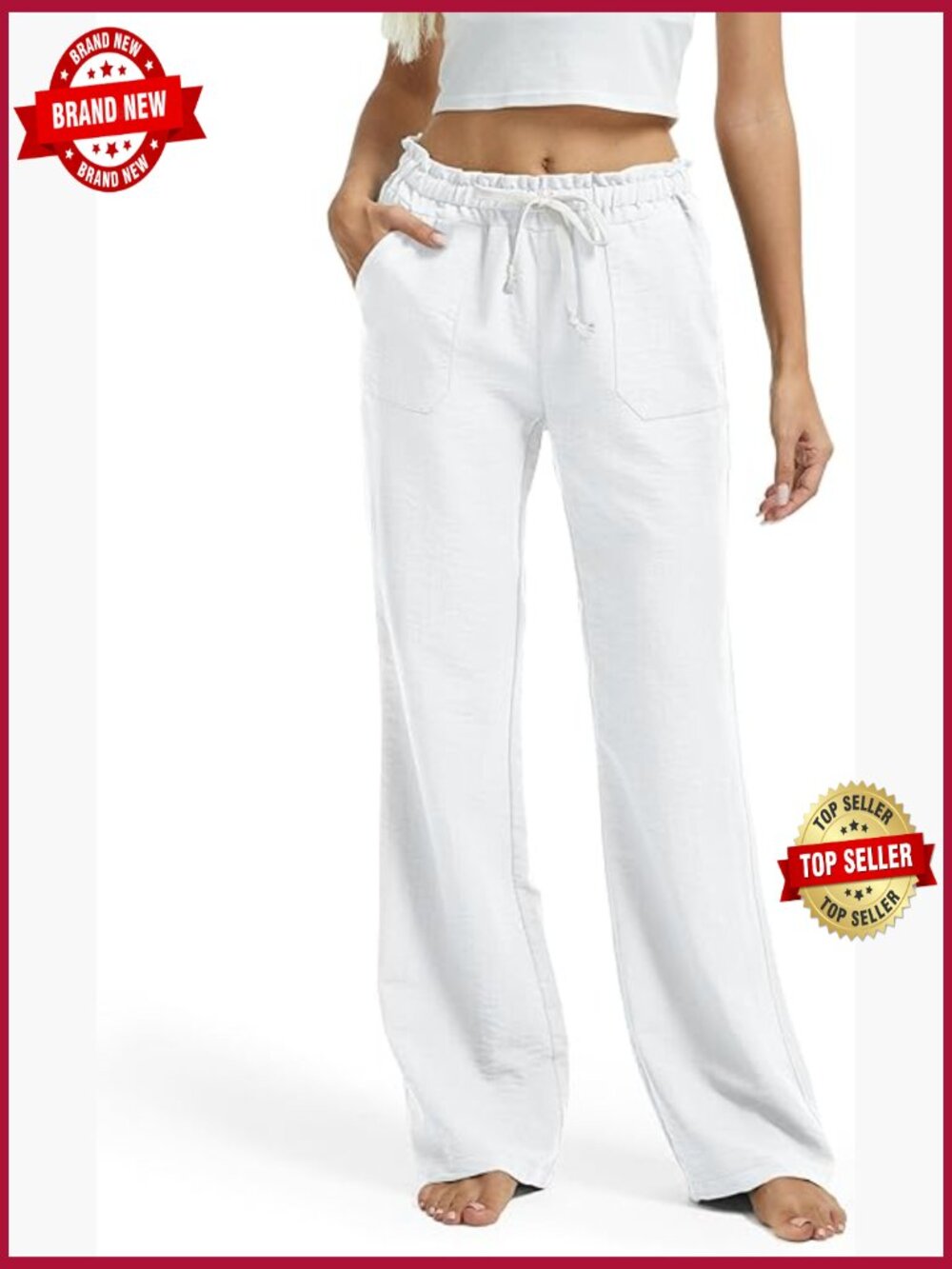Tall Flare Linen Pants with Pockets 30-36 Inseam